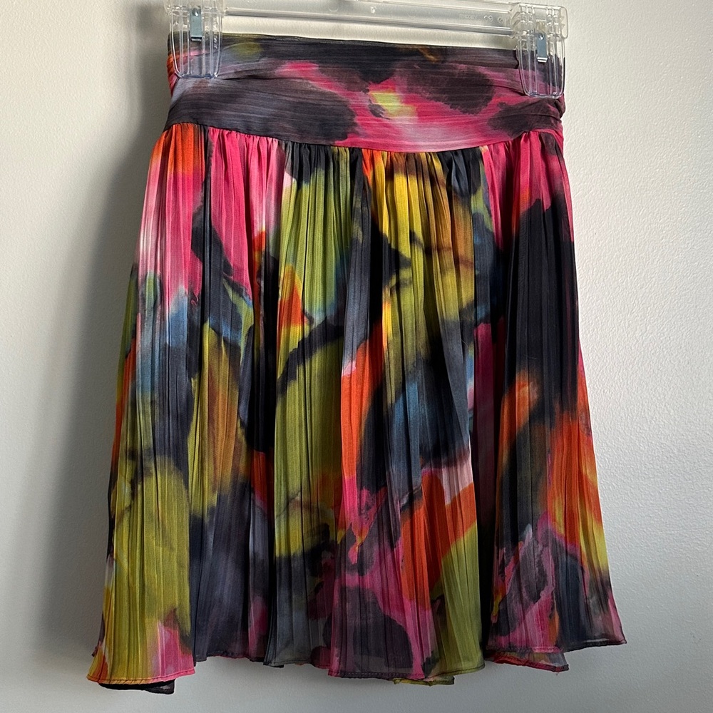 Walter Baker Colorful/MultiColor Pleated Mini Skirt with Wrap Front